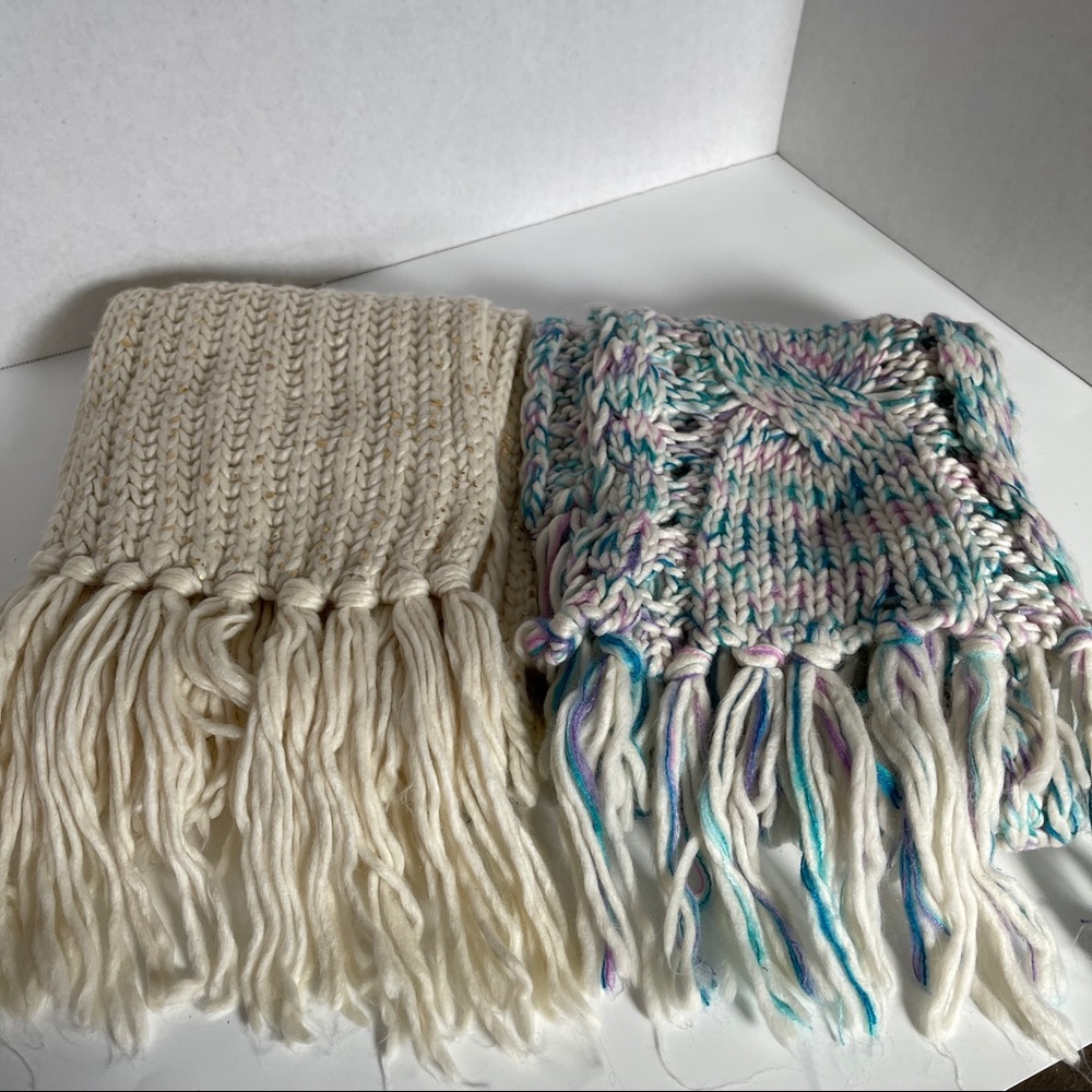Two Beautifully Knit Scarfs with Fringe at the end